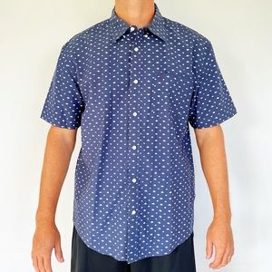 Tommy Hilfiger blue classic fit cotton short sleeve button down shirt size XL